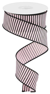 1.5"X10Yd Horizontal Thin Stripes On Pg Lt Pink/Black