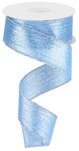 1.5"X10Yd Vertical Metallic Stripe Ice Blue