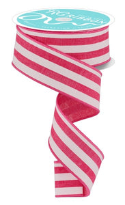 1.5"X10Yd Vertical Stripe Hot Pink/White