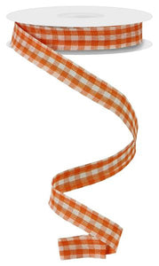 5/8"X10Yd Gingham Check Orange/Ivory