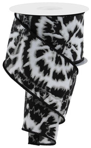 2.5"X10Yd Soft Tie Dye On Diagonal White/Black/Grey