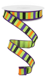 5/8"X10Yd Horizontal Stripe/Royal Lime/Orange/Purple/Black