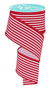 2.5"X10Yd Glittered Velvet Vert Lines White/Red