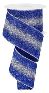 2.5"X10Yd Gradient Glitter Royal Blue/Silver