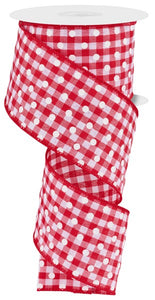 2.5"X10Yd Small Polka Dots/Gingham Check Red/White