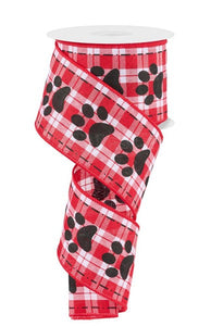 2.5"X10Yd Paw Print On Woven Red/White/Black