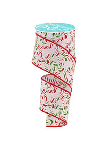2.5"X10Yd Glitter Candy Canes White/Red/Green