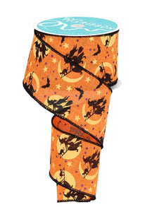 2.5"X10Yd Witch Flying By Moon Orange/Multi