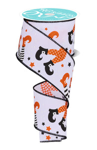 2.5"X10Yd Witch Legs White/Orange/Black