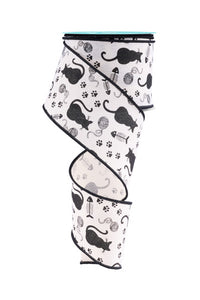 2.5"X10Yd Cat Silhouettes Dark Cream/Black