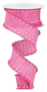 1.5"X10Yd Slub W/Fuzzy Edge Hot Pink/White