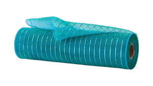 10.25"X10Yd Fine Weave Metallic Mesh Teal W/Turquoise Foil