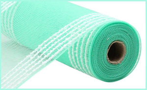 10.25"X10Yd Snowdrift/Wide Border Mesh Mint Green/White