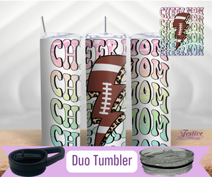 Retro Cheermom Football LIghtning Bolt Tumbler Personalized