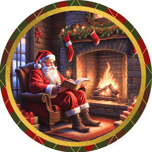 Santa By The Fireplace (Choose Size)