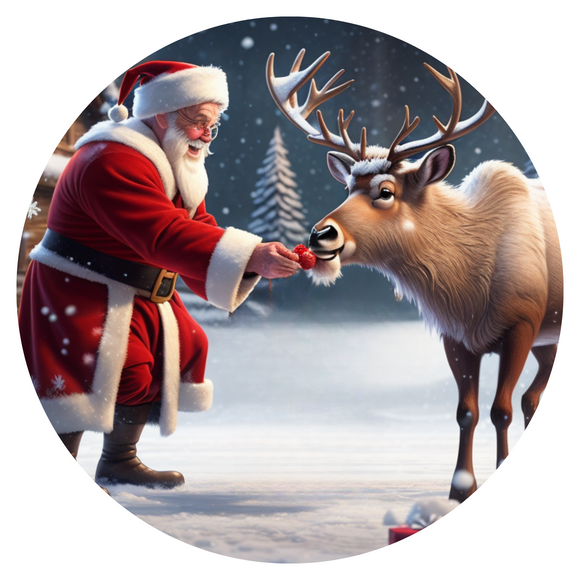 Santa Feeding Reindeer ( CHOOSE SIZE)