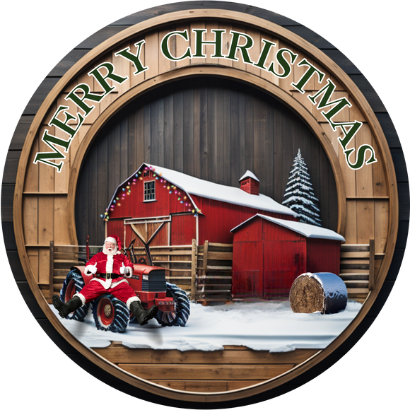 Santa on The Farm Wreath Sign (Choose Size)