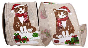 2.5" Christmas Kittens Sparkle Ribbon