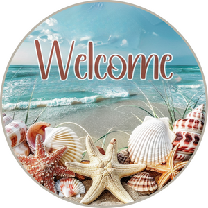Seaside Serenity Welcome Metal Sign ( Choose Size)