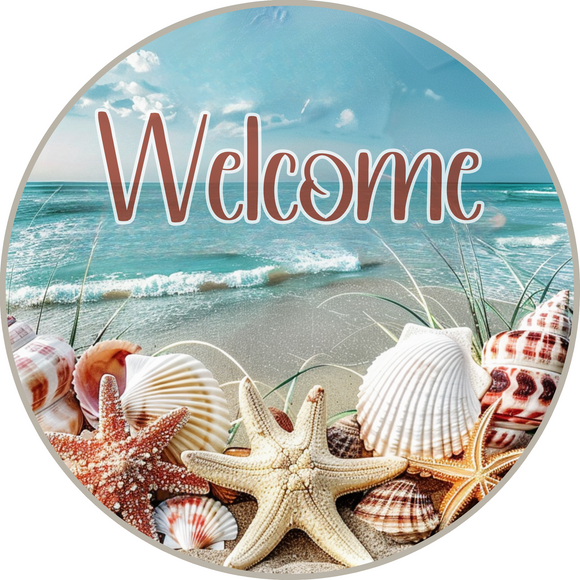 Seaside Serenity Welcome Metal Sign ( Choose Size)
