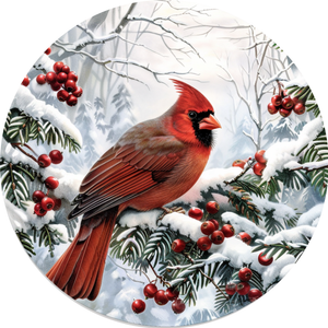 Serene Winter Cardinal Metal Sign (Choose Size)