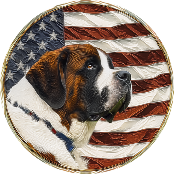 St. Bernard Stars & Stripes Canine Honor Metal Sign (Choose Size)
