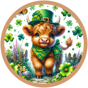St Patricks Day Cow Round Sign (Choose size)