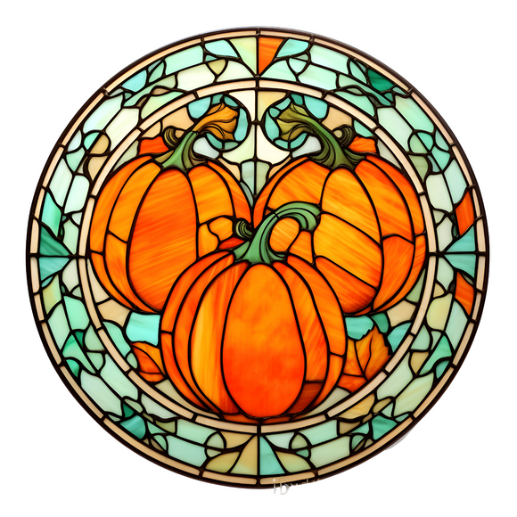 Pumpkin Trio Faux Stained Glass Sign (Choose size)