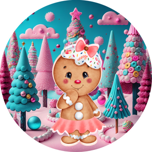 Sweet Seasons Greetings Gingerbread Girl Metal Sign (Choose Size)