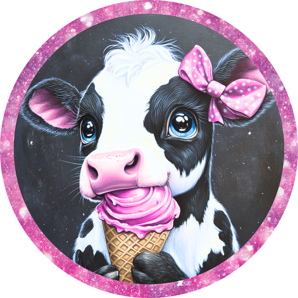 Sweet Summer Breeze Cow Metal Sign (Choose Size)