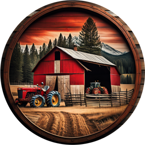 Country Side Barn & Tractor Wreath Sign (Choose Size)