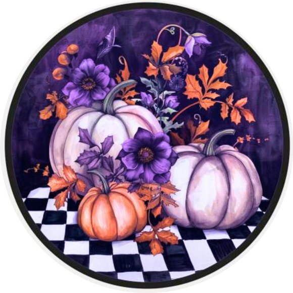 Vintage Purple Pumpkin Fall Metal Sign (Choose Size)