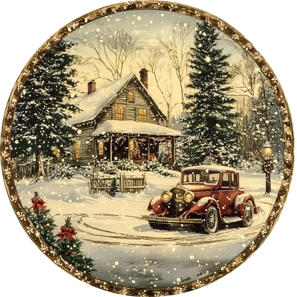 Vintage Winter Wonderland Metal Sign (Choose Size)