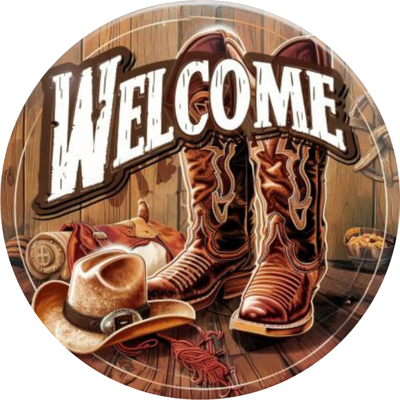 Country Western Welcome Metal Sign (Choose size)