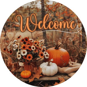 Fall Harvest Welcome Metal Sign (Choose size)