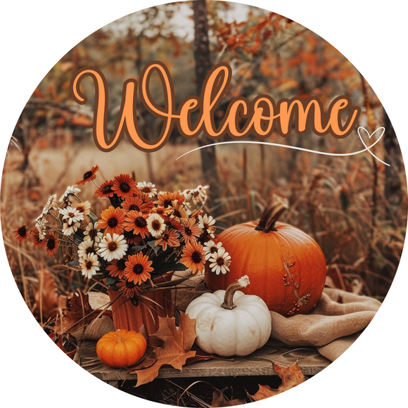 Fall Harvest Welcome Metal Sign (Choose size)