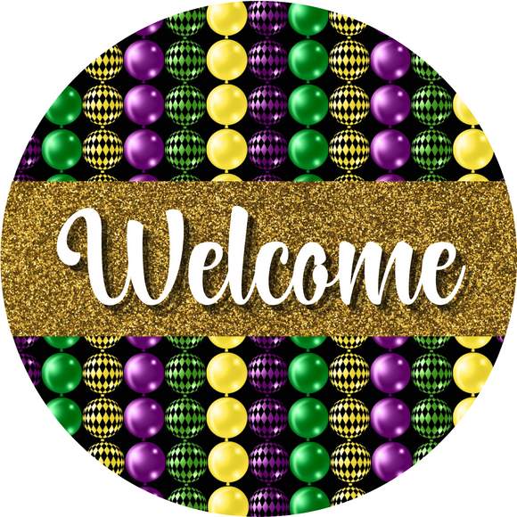 Welcome Fat Tuesday Mardi Gras Gold Sign (Choose Size)