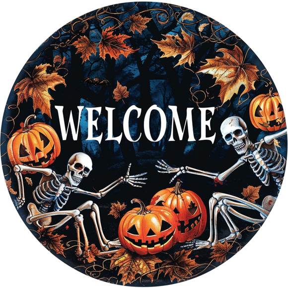 Ghoulish Greeting Welcome Metal Sign (Choose size)