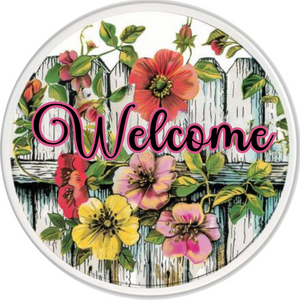 Welcome Tropical Floral Metal Sign (Choose Size)
