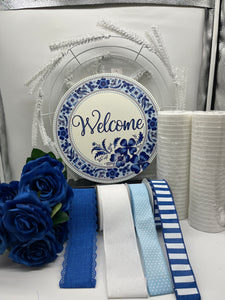 Welcome Blue floral wreath kit