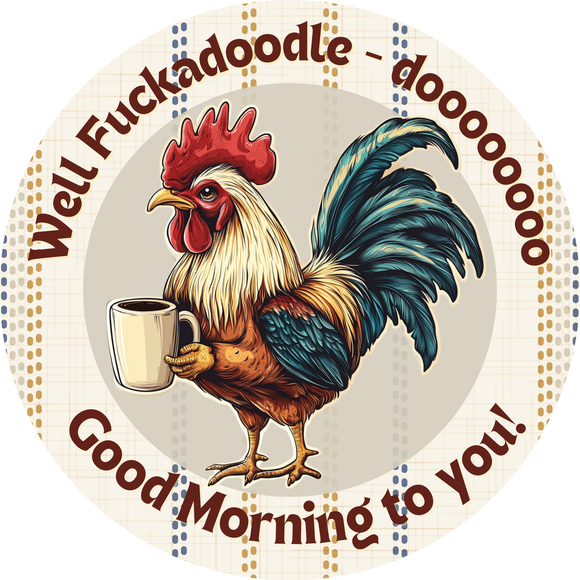 Well Fuckadoodle -Dooooo Rooster Metal Wreath Sign (Choose Size)