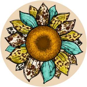 Western Sunflower Metal Round Sign (Choose size)