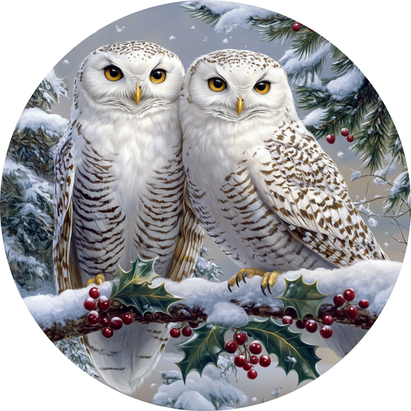 Winter Snow Owl Metal Sign (Choose Size)