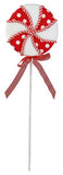 18"L X 4.75"Dia Fabric Lollipop Red/White