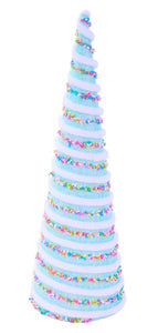 11.75"H Candy Sprinkle Swirl Cone Tree Light Blue