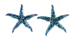 6.25"Dia Bead/Glitter Starfish Ornament 2 Asst Blue, Green