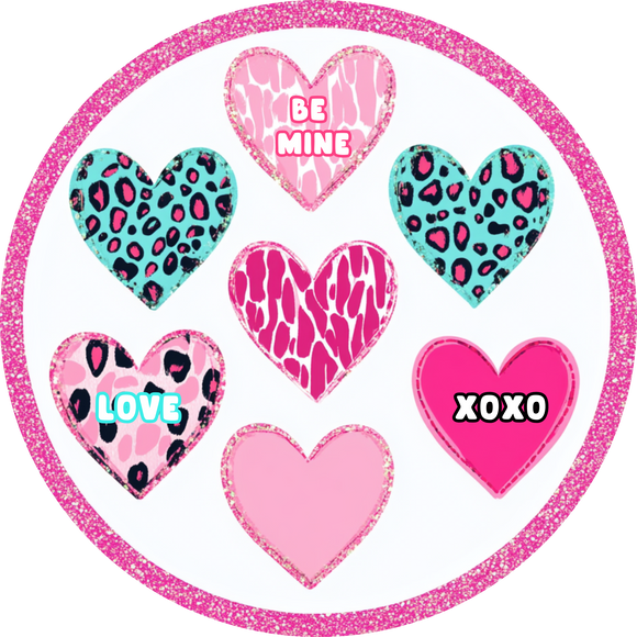 XOXO Valentine Hearts Metal Wreath Sign