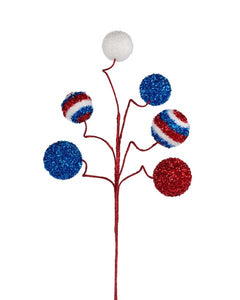 22"L V Cut Foil Horiz Stripe Ball Spray Red/White/Blue