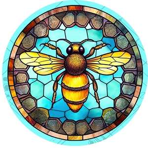 Bee Faux Stained Glass Wreath Sign (Choose Size)