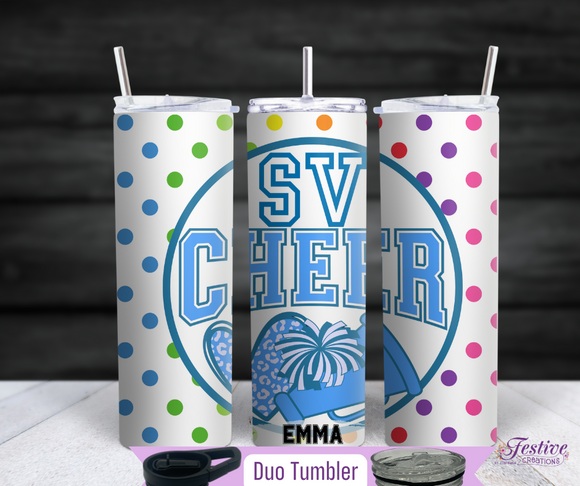 Cheer Sv Polka Dot Duo Tumbler | 20 oz Insulated Metal Tumbler